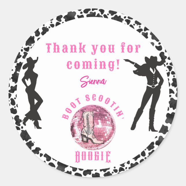 Nashville Cowgirl Disco Rodeo Bachelorette Weekend Classic Round Sticker (Front)