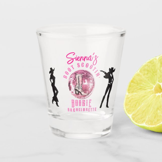 Nashville Cowgirl Disco Rodeo Bachelorette Weekend Shot Glass (Front)