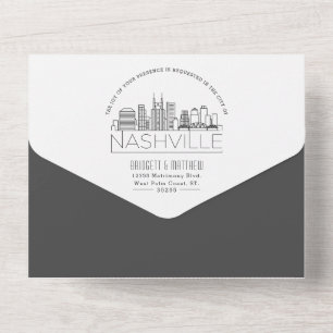 Nashville Deco Skyline Wedding All In One Invitation