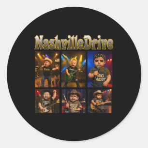 Nashville Drive Baby Characters Classic Round Sticker