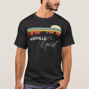 Nashville Girl Retro Sunset City Skyline Souvenir T-Shirt