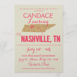 Nashville Gold Bachelorette Party Invitation