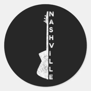 Nashville Guitar Country Music Lovers for Fathers Classic Round Sticker