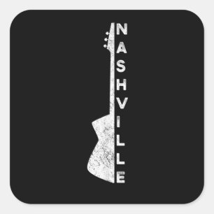 Nashville Guitar Country Music Lovers Gifts Square Sticker