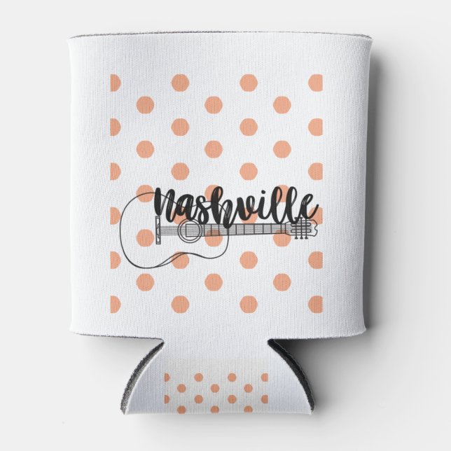 Nashville guitar polka dot design can cooler (Front)