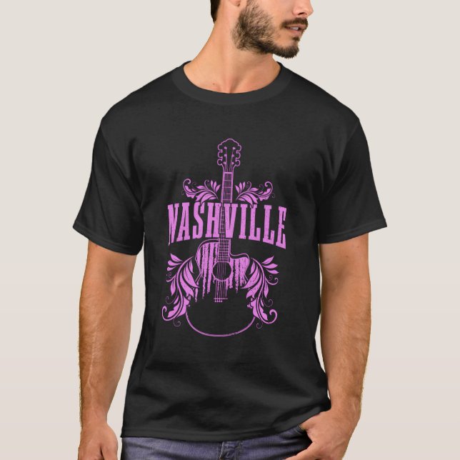 Nashville Guitar Tennessee Country Music City T-Shirt (Front)
