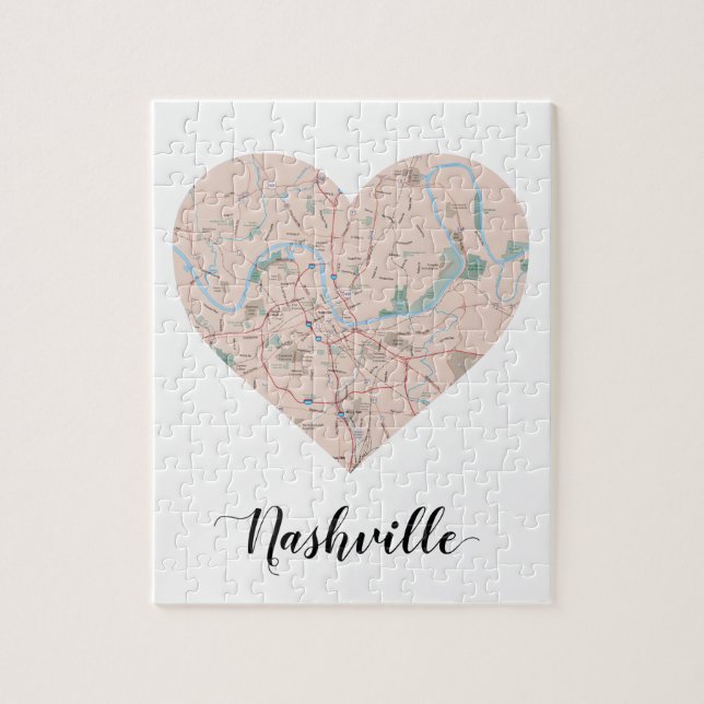 Nashville Heart Map Jigsaw Puzzle (Vertical)