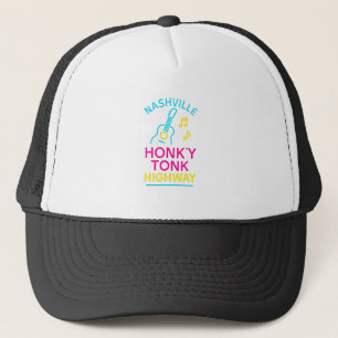 Nashville Honky Tonk Highway Neon Design  Trucker Hat