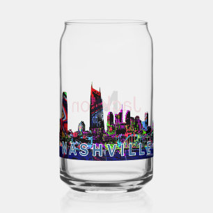Nashville in graffiti with monogram can glass