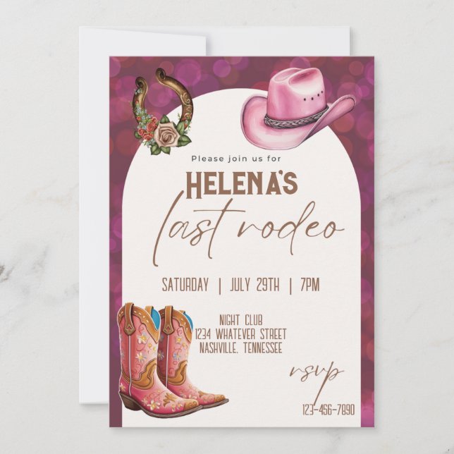 Nashville Last Rodeo Bachelorette Party Invitation (Front)