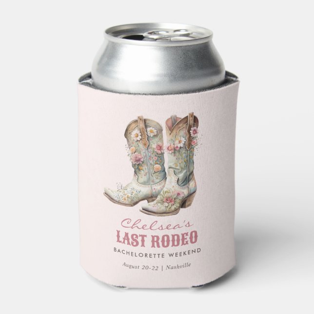 Nashville Last Rodeo Boots Bachelorette Party Can Cooler (Can Front)