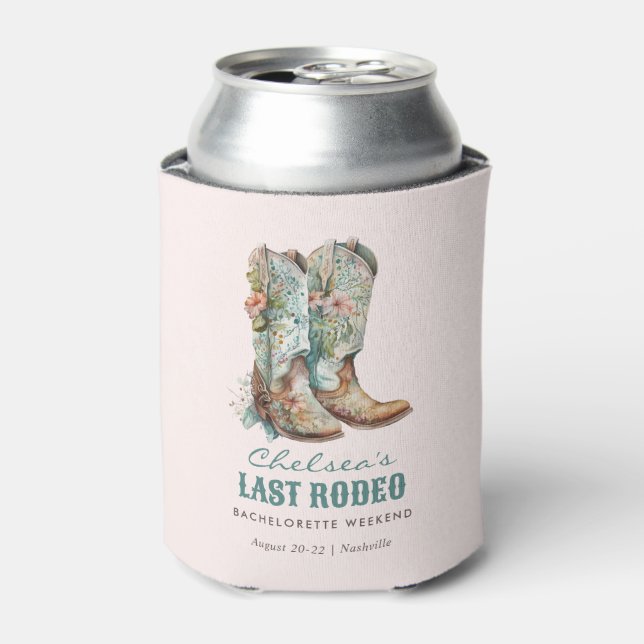 Nashville Last Rodeo Boots Bachelorette Party Can Cooler (Can Front)