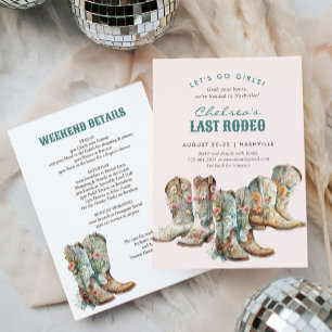 Nashville Last Rodeo Boots Bachelorette Party Invitation