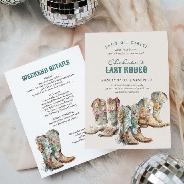 Nashville Last Rodeo Boots Bachelorette Party Invitation (Creator Uploaded)