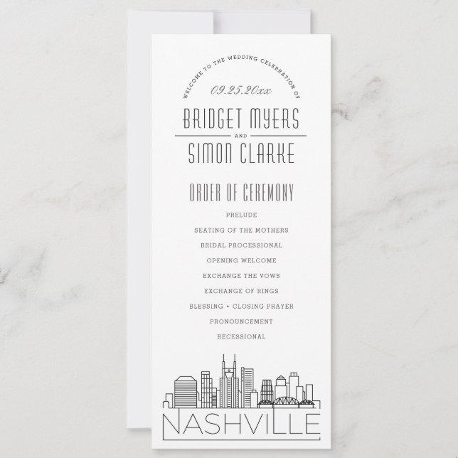 Nashville | Modern Deco Wedding Program (Front)