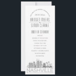 Nashville | Modern Deco Wedding Program<br><div class="desc">A deco skyline-themed wedding program for a wedding taking place in the beautiful city of Nashville. This wedding program card features a stylised illustration of the city's unique skyline with its name underneath. This is resting underneath your wedding day information in a matching open-lined style. On the reverse side is...</div>