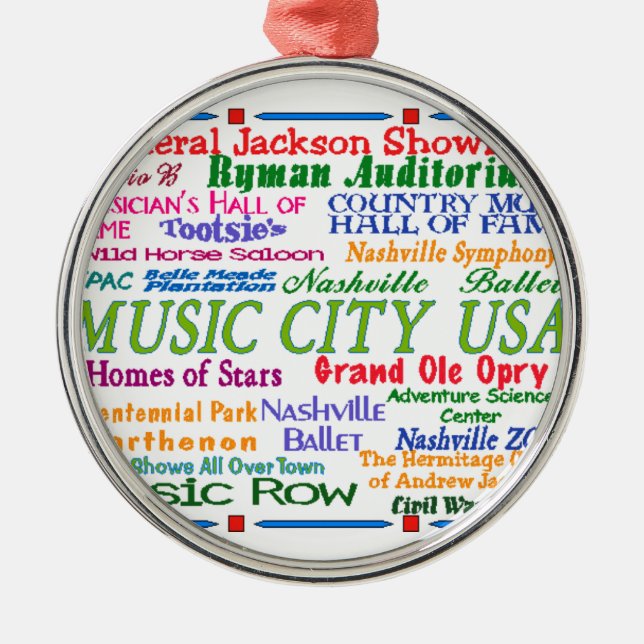 Nashville Music City Metal Tree Decoration (Front)