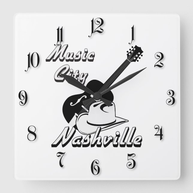 Nashville. Music city Square Wall Clock (Front)