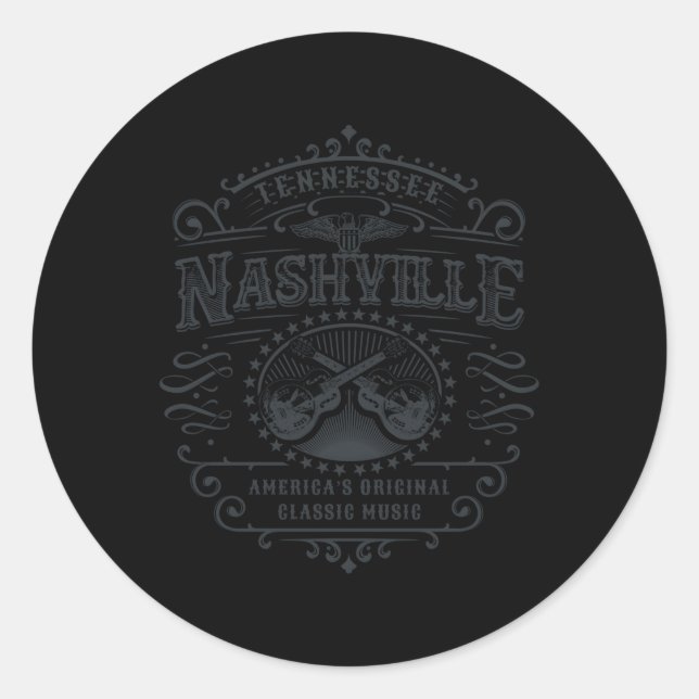 Nashville Music City Tennessee Classic Round Sticker (Front)