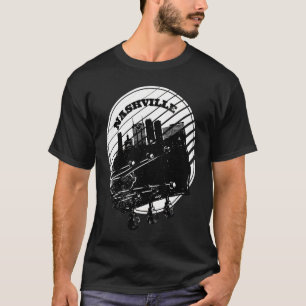 Nashville Music Guitar USA Skyline Silhouette Outl T-Shirt