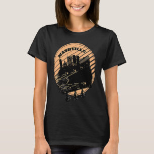 Nashville Music Guitar USA Skyline Silhouette Outl T-Shirt
