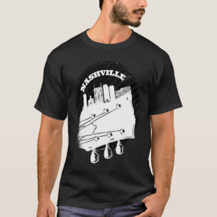 Nashville Music Guitar USA Skyline Silhouette Outl T-Shirt