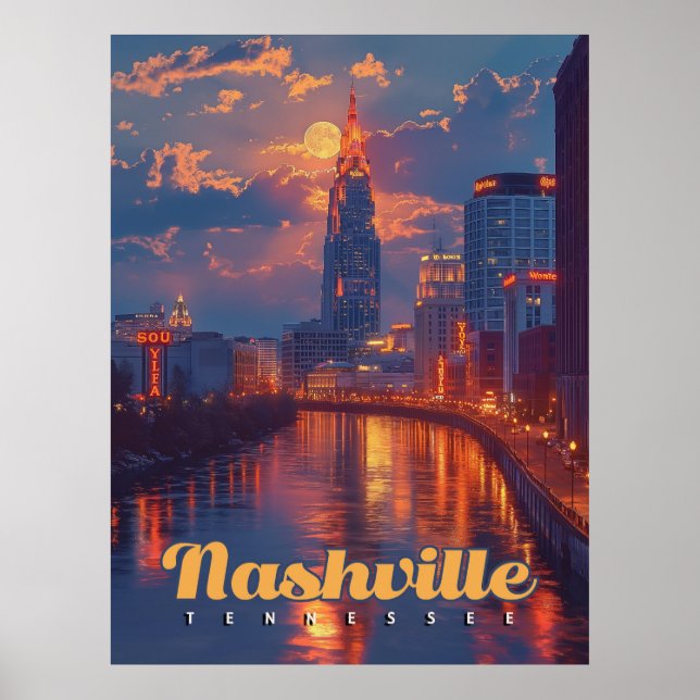 Nashville Nights: Skyline Reflections Poster (Front)