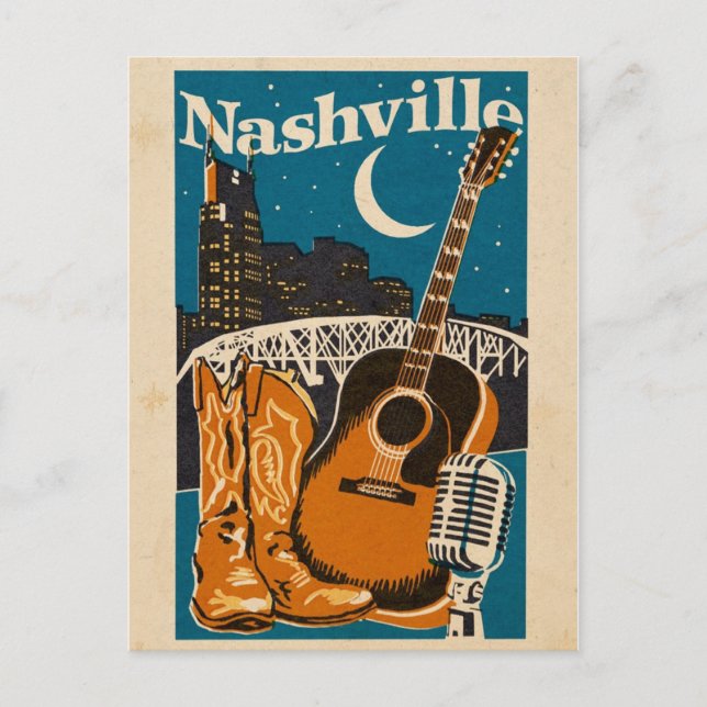 Nashville Postcard – Guitar, Boots & Microphone Re (Front)
