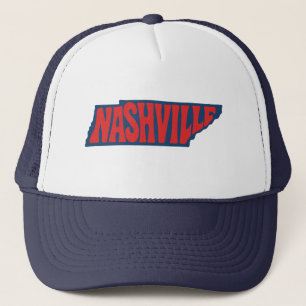 Nashville Retro Lettering Inside Tennessee State Trucker Hat