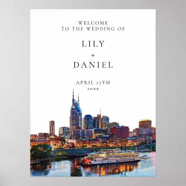Nashville Riverfront Wedding Welcome Sign (Front)