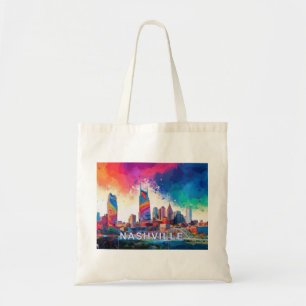 Nashville Skyline Abstract Art Tote Bag