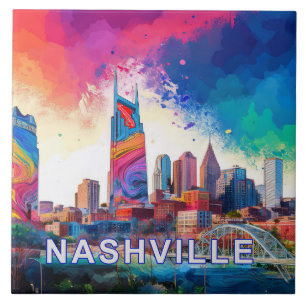 Nashville Skyline Art Ceramic Tile