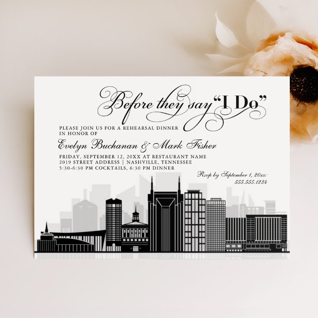 Nashville Skyline Before They Say I Do Rehearsal Invitation (Creator Uploaded)