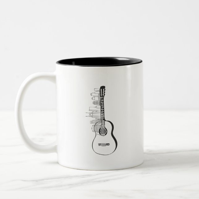 Nashville Skyline Guitar Two-Tone Coffee Mug (Left)