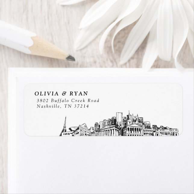 Nashville Skyline Modern Return Address Labels (Insitu)