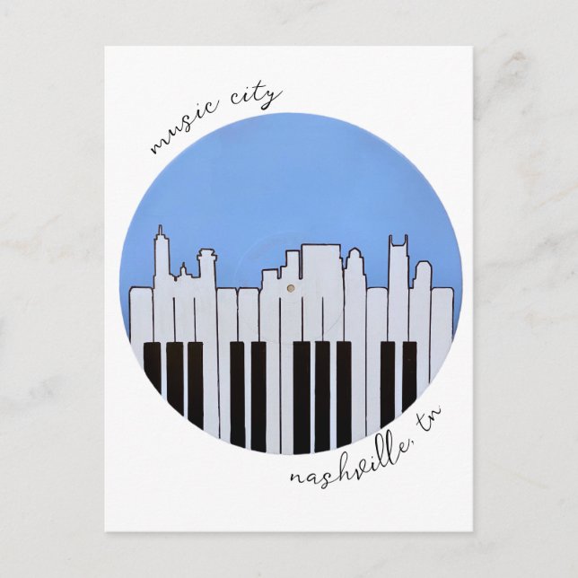Nashville Skyline Piano Music Record Postcard (Front)