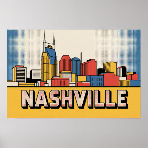 Nashville Skyline Poster – Bold Tennessee Pop Art