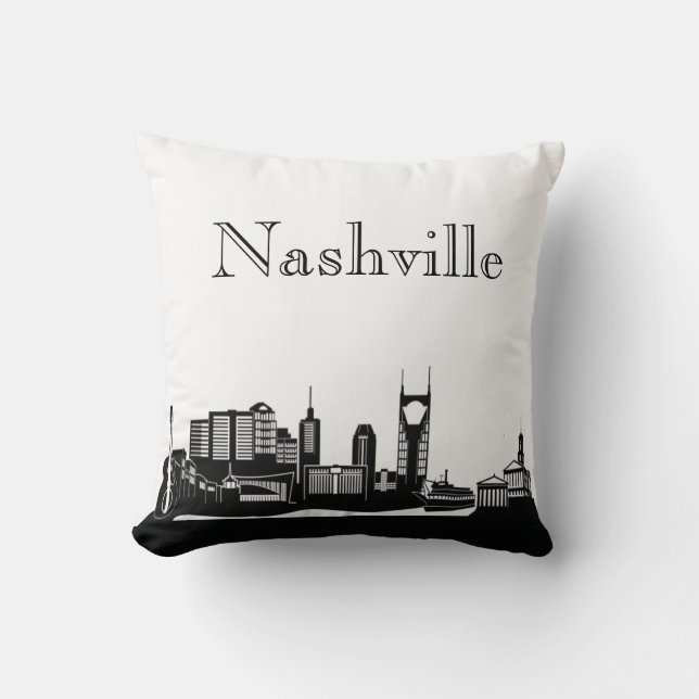 Nashville Skyline Silhouette Front/ Xray Back Cushion (Front)