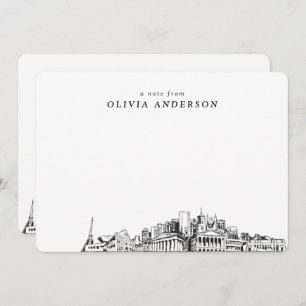 Nashville Skyline Sketch Personalised Note Cards