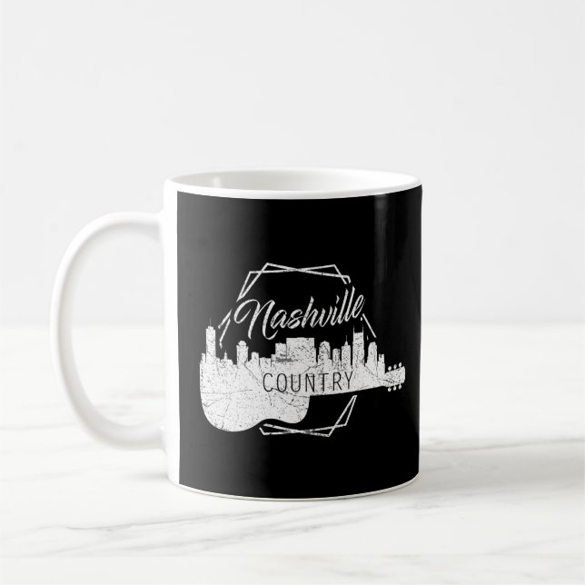Nashville Skyline Tennessee Country Music Guitar P Coffee Mug (Left)