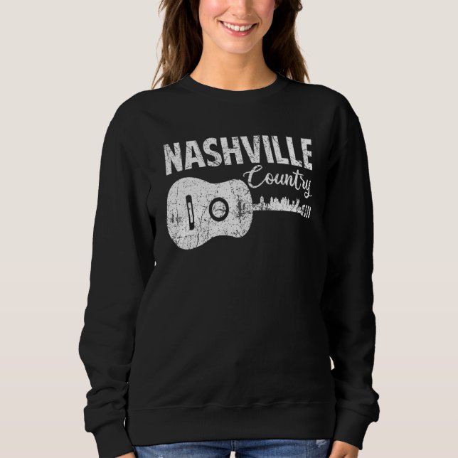 Nashville Skyline Tennessee Country Music Guitar P Sweatshirt (Front)