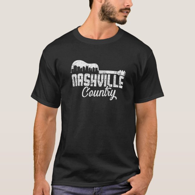 Nashville Skyline Tennessee Country Music Guitar P T-Shirt (Front)