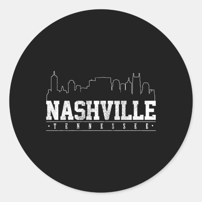 Nashville Skyline Tennessee Music City Classic Round Sticker (Front)