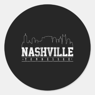 Nashville Skyline Tennessee Music City Classic Round Sticker