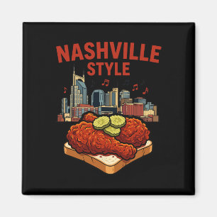 Nashville Style Spicy Fried Chicken And Music City Magnet