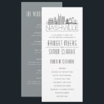 Nashville Stylised Skyline | Wedding Program<br><div class="desc">A deco skyline-themed wedding program for a wedding taking place in the beautiful city of Nashville, Tennessee. This item features a stylised illustration of the city's unique skyline with its name underneath. This is followed by your wedding day information in a matching open-lined style. On the reverse side is a...</div>