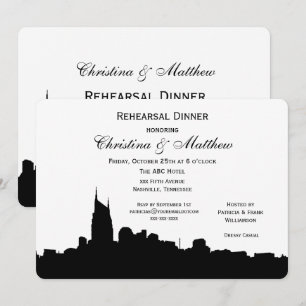 Nashville Tenn Skyline Silhouette Rehearsal Dinner Invitation