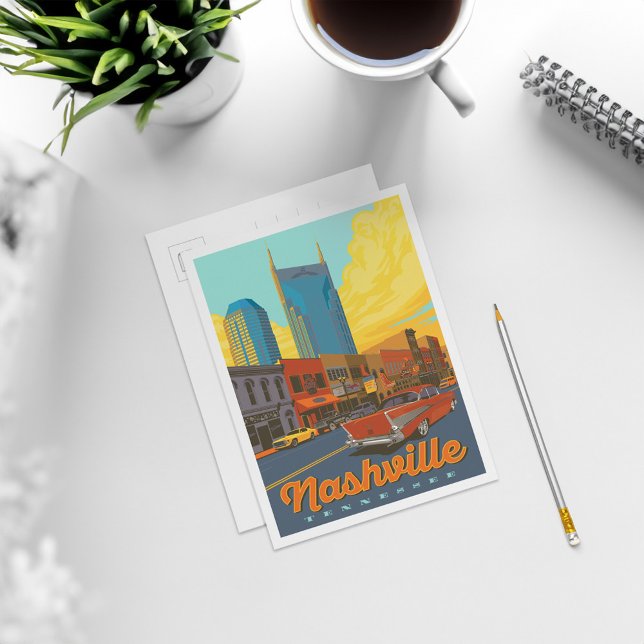 Nashville, Tennessee | Broadway Sunset Postcard (Card on coffee table)