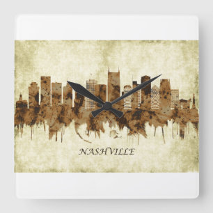 Nashville Tennessee Cityscape Square Wall Clock