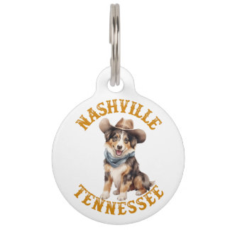 Nashville Tennessee Cowboy Australian Shepherd Pet Tag